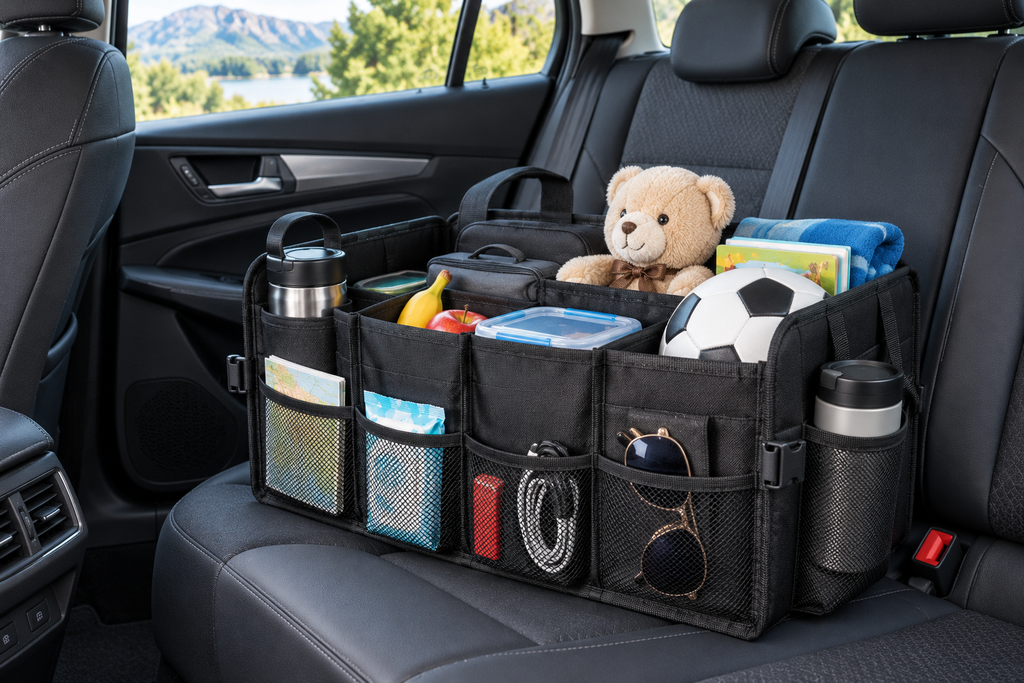 Organizador plegable para coche con varios compartimentos